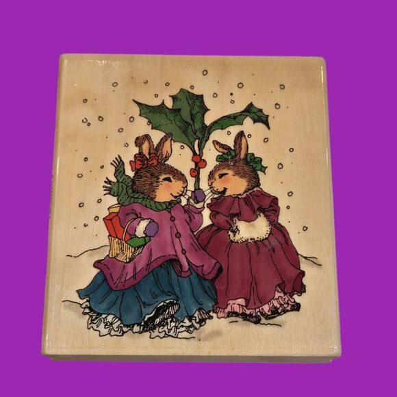 Susan Wheeler Holly Pond Hill Snow Bunnies & Jamie Carter Christmas Rubber Stamp - Picture 3 of 16
